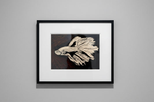 Original Pen and ink Betta Fish drawing